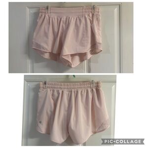 Size 8 Lululemon Flush Pink Hotty Hot High-Rise Lined 4" Short.  In EUC!